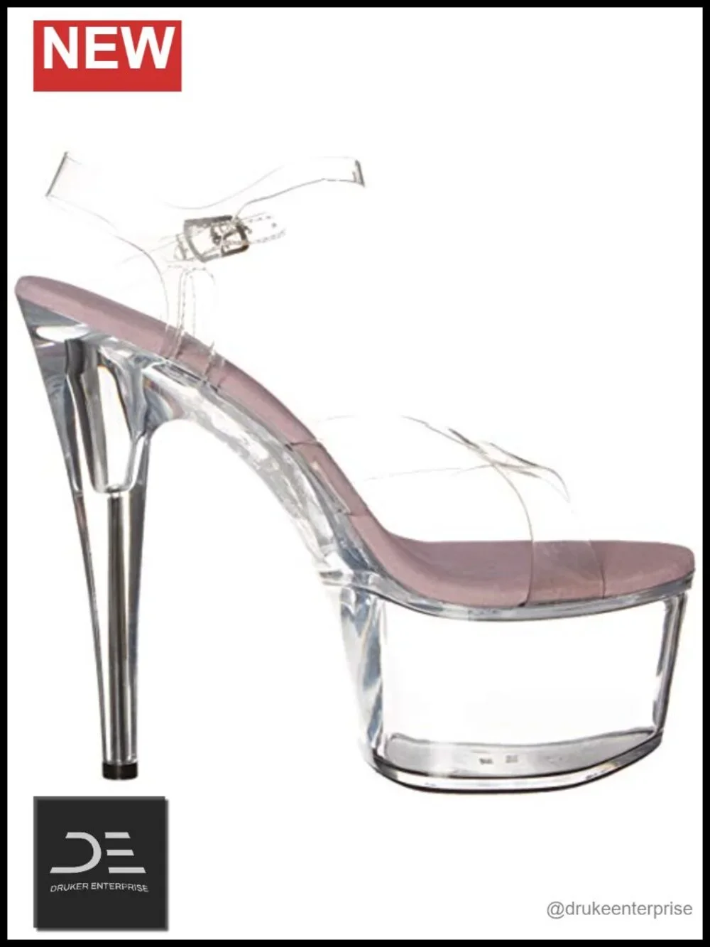 Clear Platform Sandals Ankle Strap Open Toe 7 Inch Heel